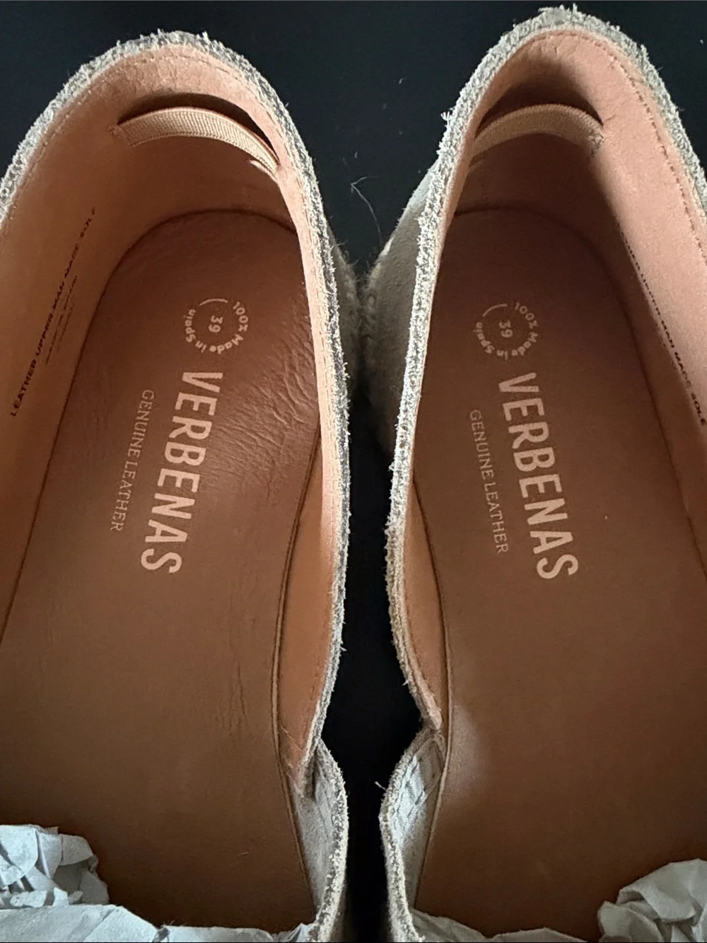 Verbenas Espadrilles Carmen Serraje Stone Sz. 39 NWOT